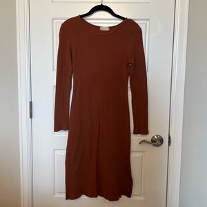 Altar’d State Rust Long-Sleeve Midi Dress